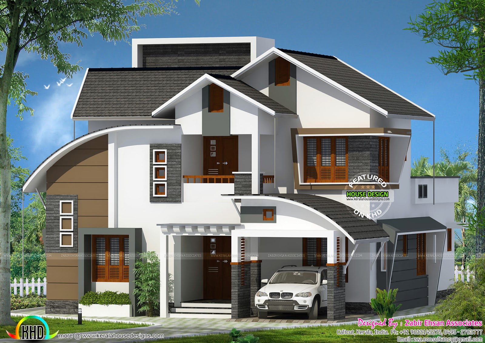 All mix roof  house  plan  by Zabir Ehsan Associates Kerala 