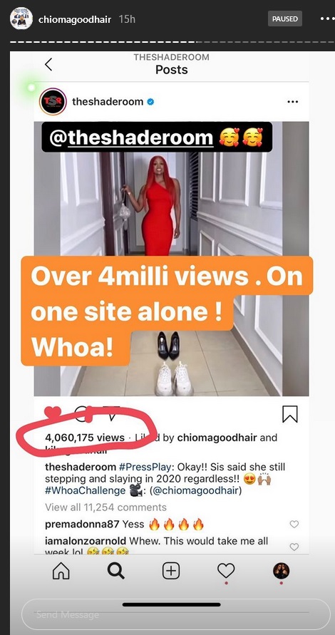 Chioma Goodhair nabs 4 million views #whaochallenge 