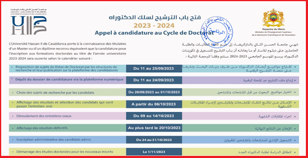 الدكتوراه بجامعة الحسن الثاني الدارالبيضاء 2023 2024