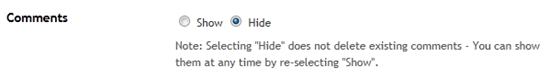 hide blogger comments