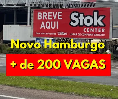 Stok Center anuncia a abertura de 200 vagas de emprego em Novo Hamburgo