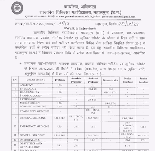 CG VACANCY 2024 | छत्तीसगढ़ जिला महासमुंद में मेडिकल कॉलेज में कुल 107 पदों में संविदा भर्ती के लिए निकली वेकेंसी