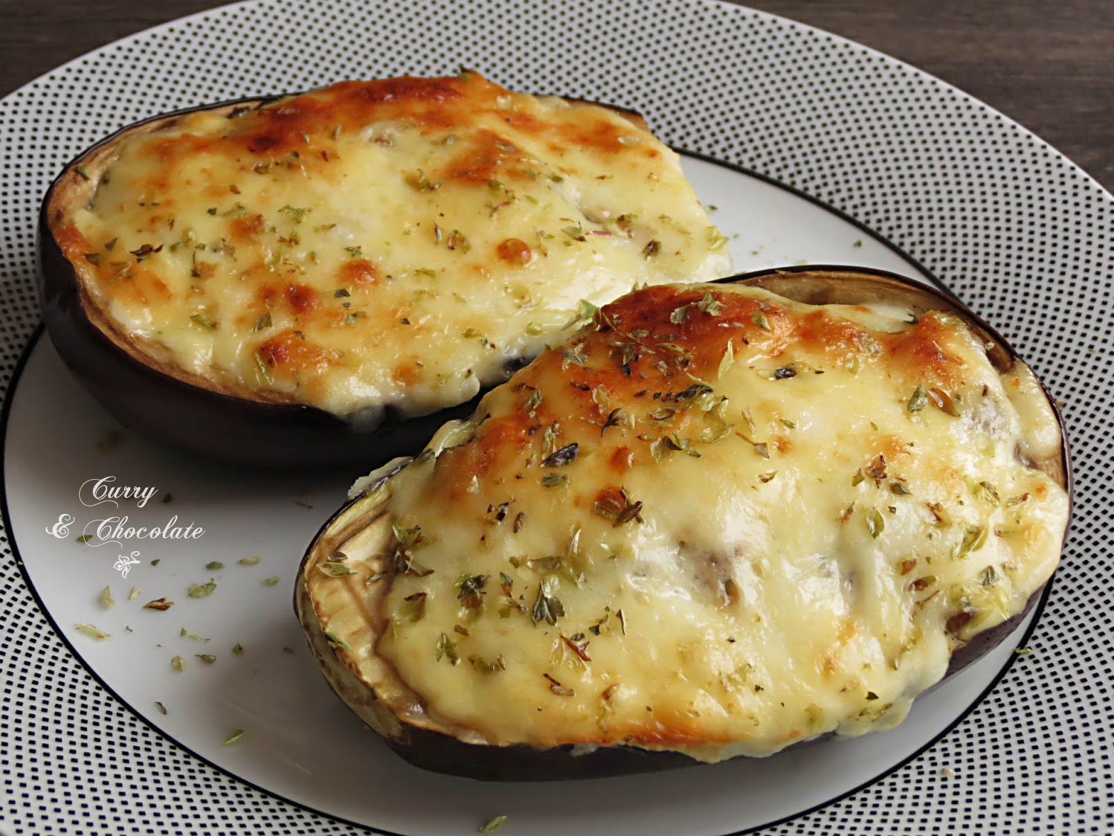 Berenjenas rellenas de champiñones