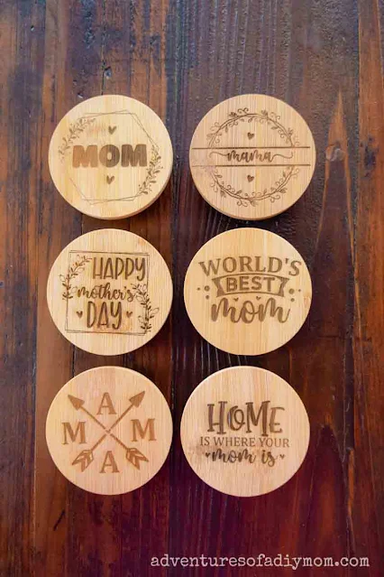 bamboo lids engraved with mother's day sentiments