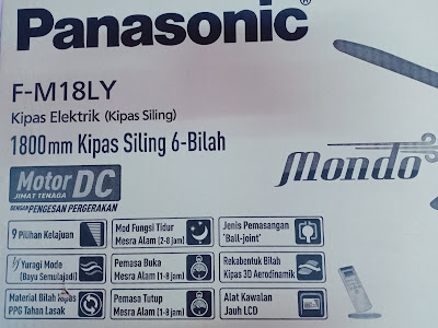 Kipas Siling Panasonic Mondo F-M18LY ( Motor DC Jimat Tenaga Dengan Pengesan Pergerakkan). PANASONIC MONDO CEILING FAN