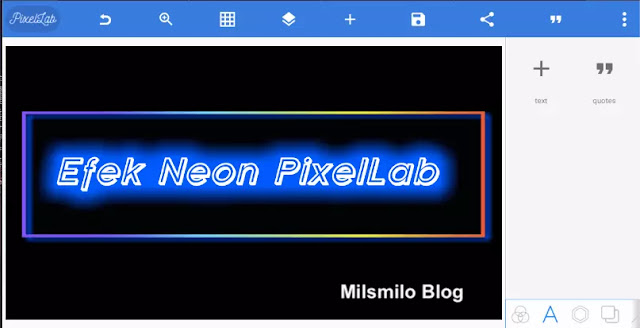 Cara membuat efek Neon Text di PixelLab, membuat tulisan dengan efek cahaya neon atau neon effect dengan tool Shadow PixelLab