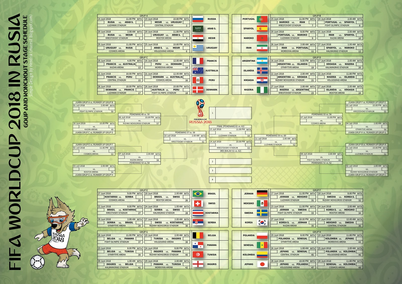 Jadwal Lengkap Pertandingan Piala Dunia Rusia 2018 Download PDF