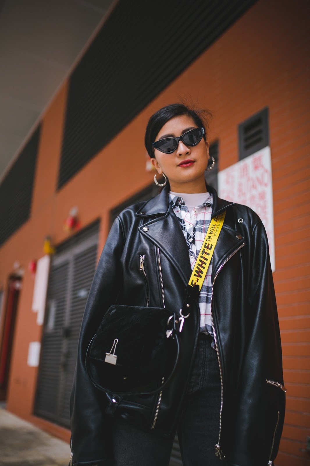 Streetstyle Biker Vibe in Leather Jacket and Air Max 97