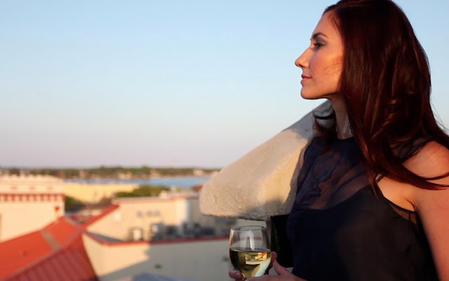 brunette on rooftop in St. Augustine 