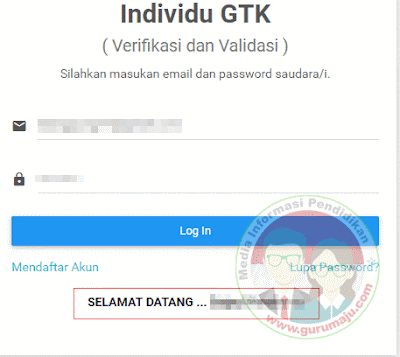 Anda Berhasil Login di Sistem Verifikasi Validasi Individu GTK