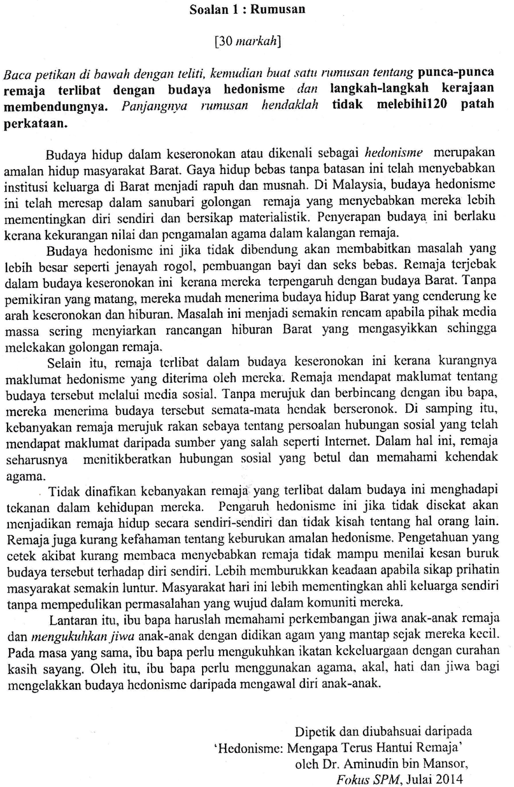 Contoh Soalan Kbat Bahasa Melayu Spm