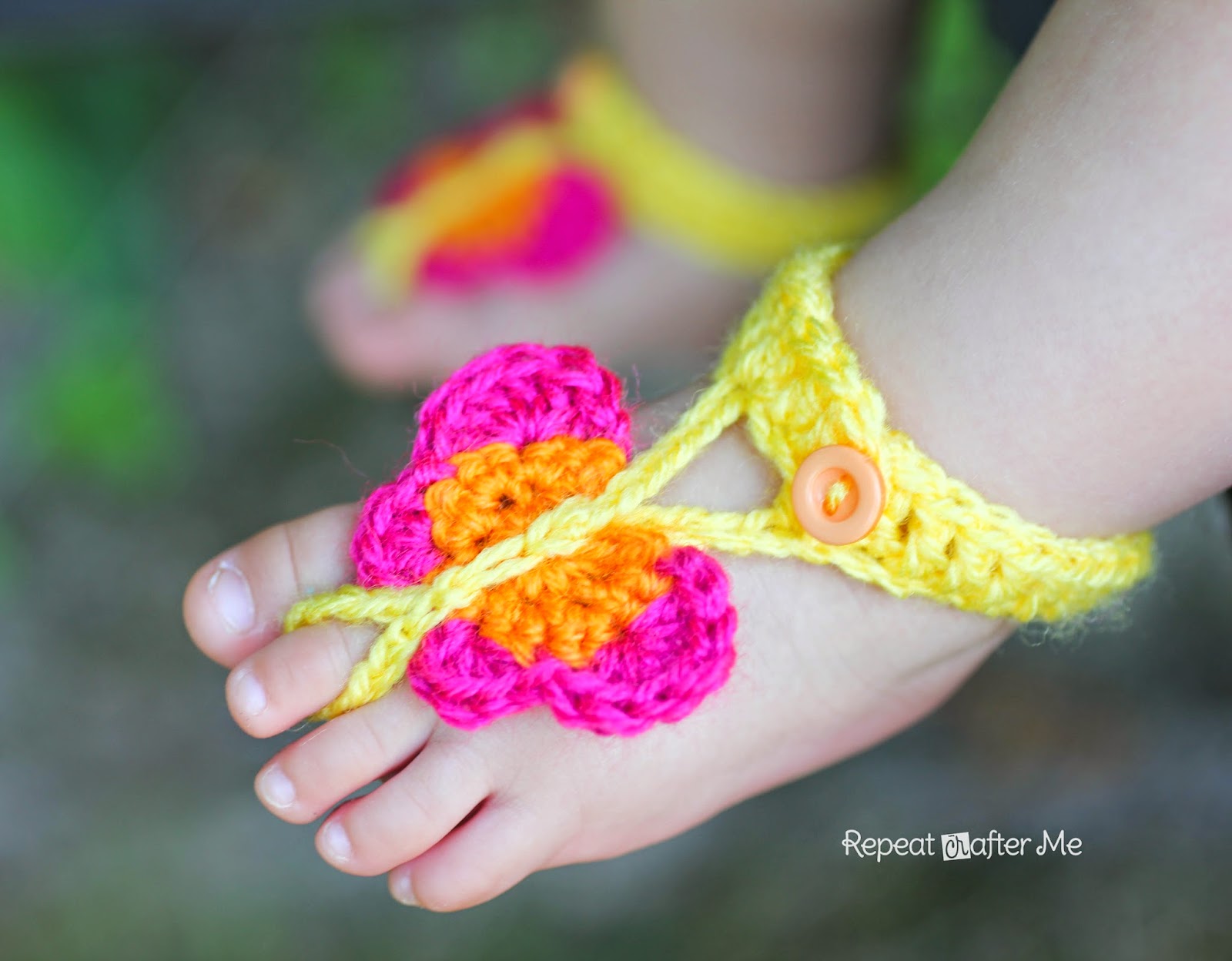 Crochet Butterfly Barefoot Sandals - Repeat Crafter Me