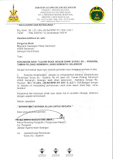 Surat Rasmi Untuk Buka Akaun Bank - HRasmi