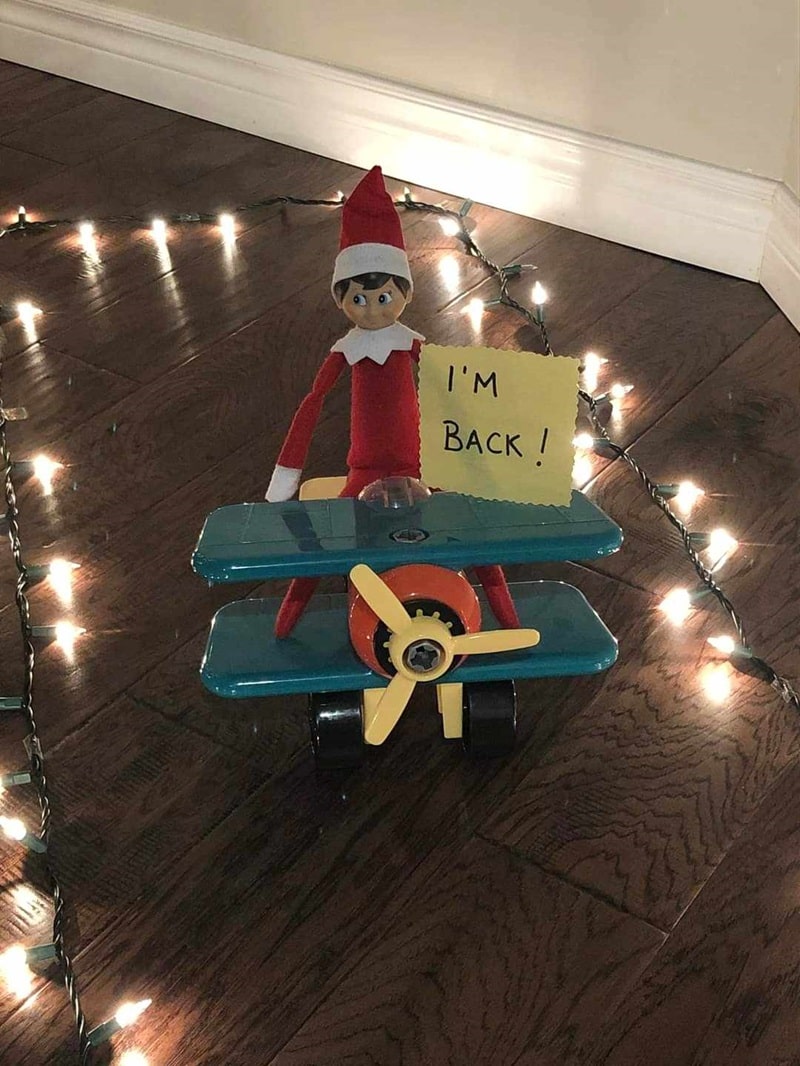 elf Christmas light runway landing.