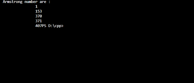C++ Program to find all Armstrong Numbers between given range.