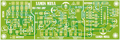 mic preamp plus reverb plus mini mixer menggunakan transistor