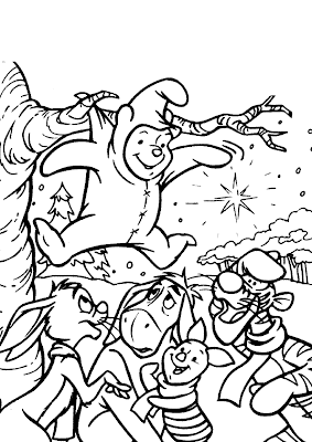 Winnie The Pooh Christmas Coloring Pages