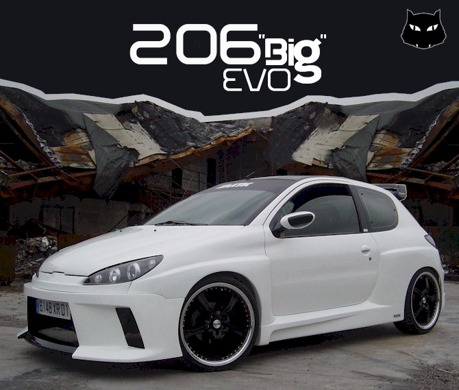 Peugeot 206 big evo white is a cars that almost every tuning company tries