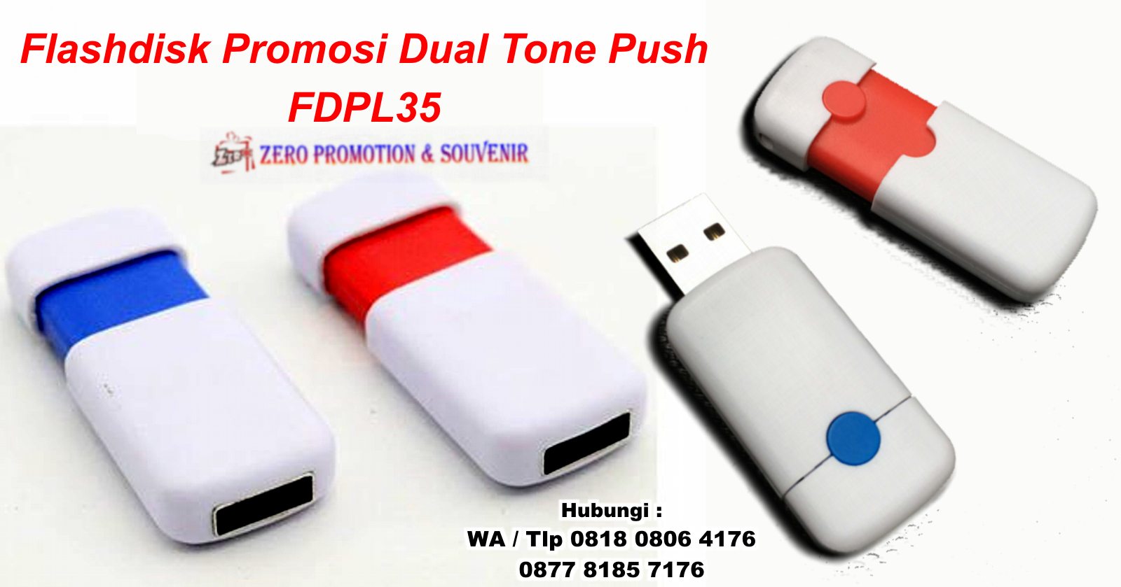 Flashdisk Promosi Dual Tone Push FDPL35 – merah putih 