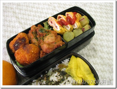 2011/12/07のお弁当(高タンパク高カロリー弁当)