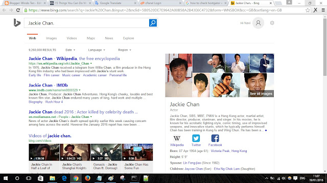 Searching Jackie Chan windows 10