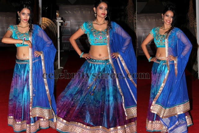 Blue Printed Shimmer Lehenga