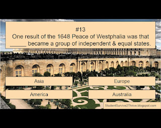 One result of the 1648 Peace of Westphalia was that _____ became a group of independent & equal states. Answer choices include: Asia, Europe, America, Australia