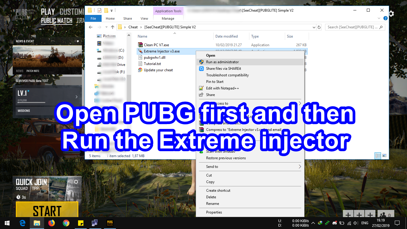 Pubg Lite Simple Cheat V2 After Patch Still Work - tutorial how to use 1 open your pubg lite 2 open the injector with run as administrator 3 setting your cheat