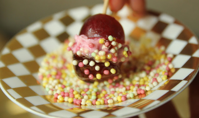 Stuffed Grape 'Toffee Apples'  with Raspberry Mascarpone Gluten-free Organic Recipe