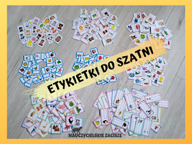 etykietki znaczki do szatni łazienki półki w przedszkolu
