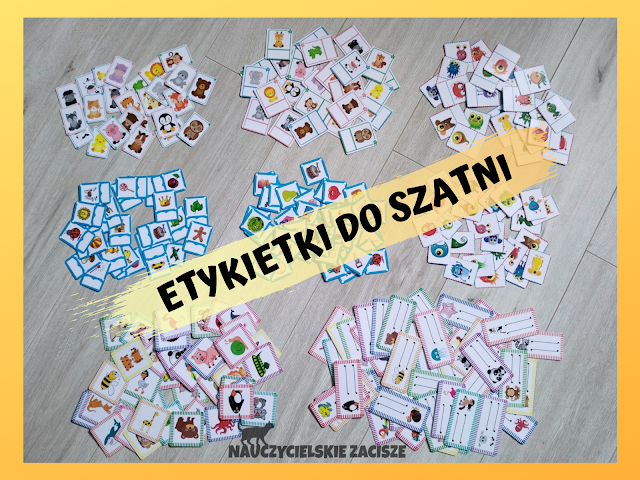 etykietki znaczki do szatni łazienki półki w przedszkolu