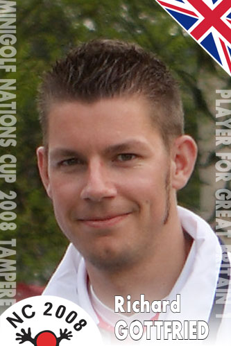 Richard Gottfried's player card at the 2008 Nations Cup in Tampere, Finland