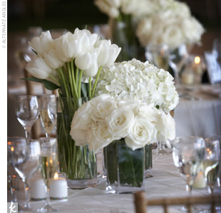 white wedding flower centerpieces