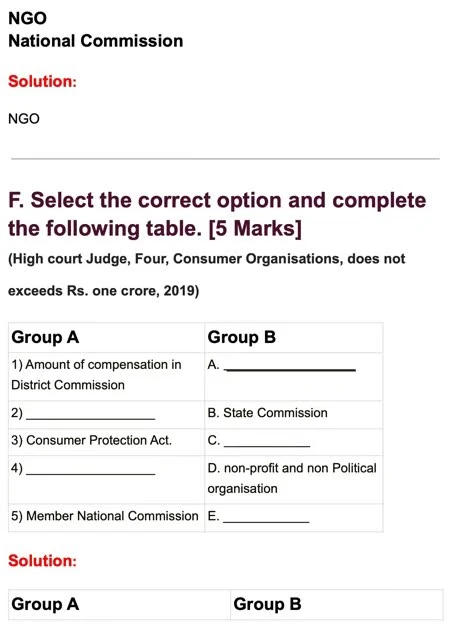 OCM Test No. 7. Class: 12th Standard Maharashtra Chapter 7: Consumer Protection.