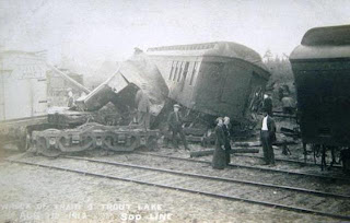 Trout Lake 1912 Train Wreck Historic Post Card View