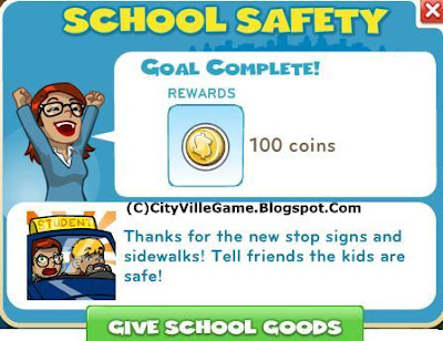 Cityville zynga social game mission school safety finish