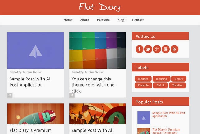 Flat Diary Responsive Blogger Template