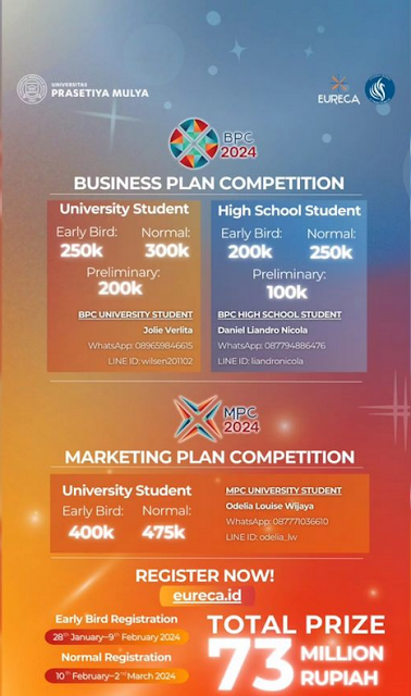 EURECA 2024 Lomba Tingkat Nasional Business Plan dan Marketing Plan Competition