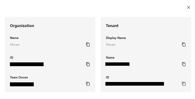 Organization and Tenant information