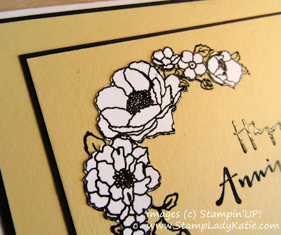 Anniversary card with fussy cut white flowers on a colored base made with Stampin'UP!'s timeless Love Stamp Set