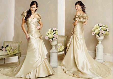 Ivory and gold wedding dress