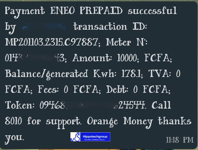 Buy eneo prepaid electricity with Orange money