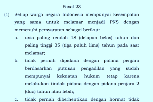 Persyaratan Cpns Sesuai Pp Nomor 11 Tahun 2017