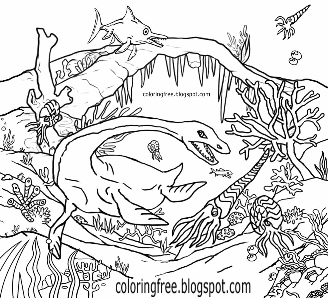 Download Sea Dinosaur Drawing For Children Ocean Coloring Pages ...