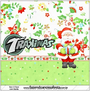 Santa in Green, Free Printable  Labels.