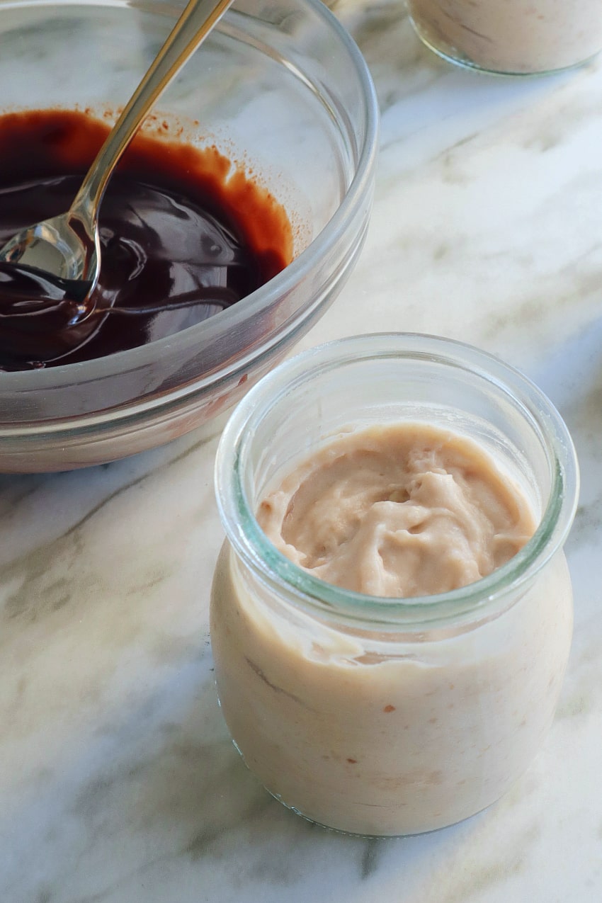 small jar with chestnut mousse