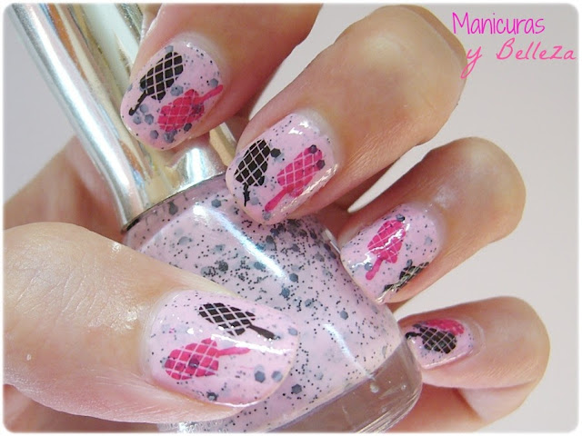 Esmalte jelly sandwich Speckled rosa Yes Love pink Nail art helados de fresa Manicura summernails estampación Pueen