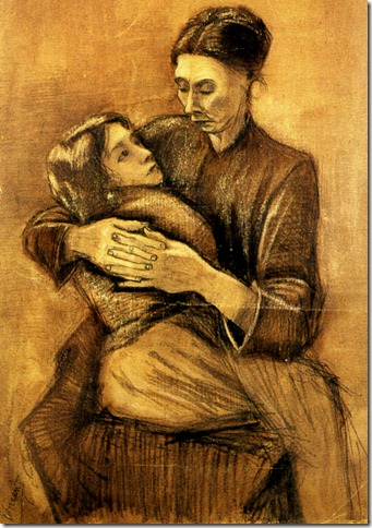 1883 Van Gogh Sien et un enfant dans ses bras, fusain et crayon, His and a child in his arms, charcoal and pencil 53,5x35 cm