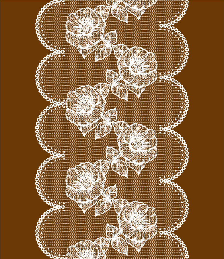 Free Vector がらくた素材庫 レトロな花柄のレース織り模様 Classic Retro Lace Pattern Background イラスト素材