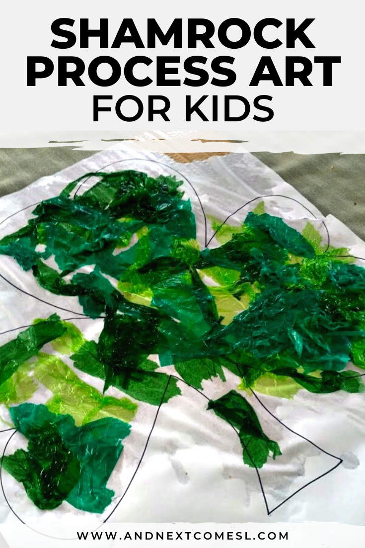 Easy shamrock bleeding tissue paper art project for kids of all ages - even toddlers and preschoolers can handle this process art idea!